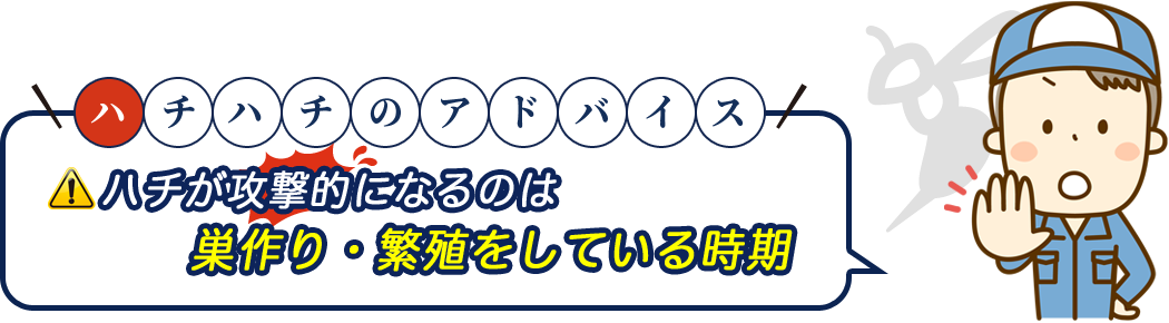ハチハチのアドバイス ハチが攻撃的になるのは巣作り・繁殖をしている時期